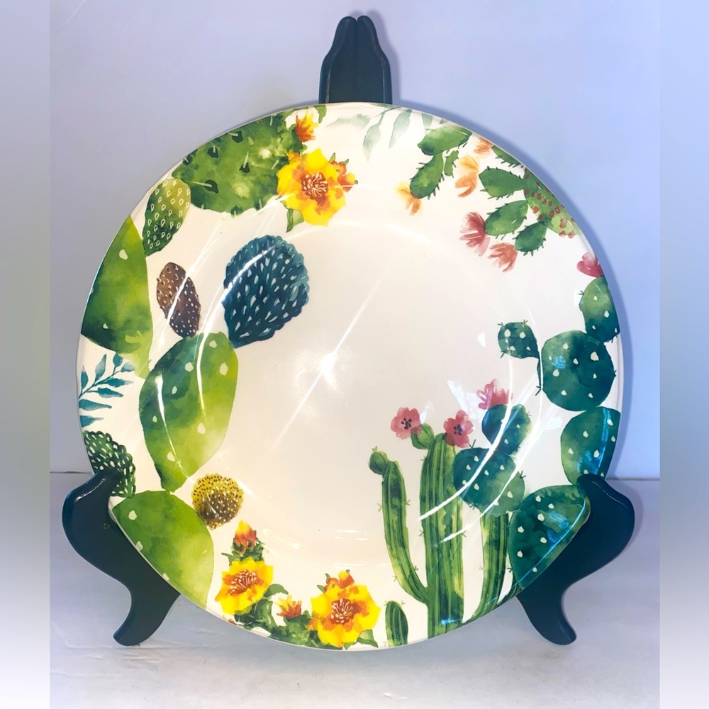 Retired Pier One Set Of 2 Desert Cactus Dinner Plates 10 1/2”